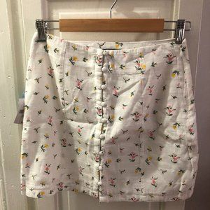 White Floral Mini Skirt